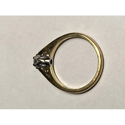 172 - AN 18 CARAT GOLD DIAMOND SOLITAIRE RING WITH PIERCED SHOULDERS SIZE L