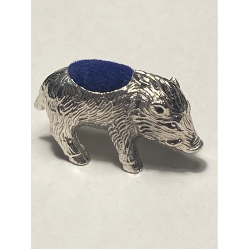 5 - A SILVER WILD BOAR PIN CUSHION