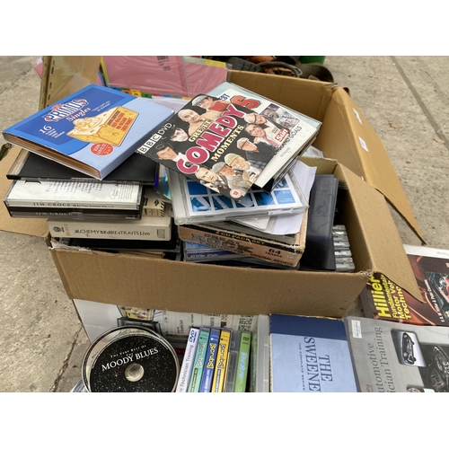 1947 - A LARGE ASSORTMENT OF DVDS, CDS AND BOOKS ETC