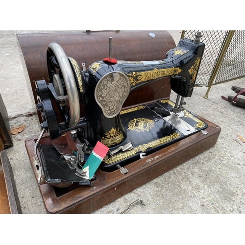 1974 - TWO VINTAGE SINGER SEWING MACHINES WITH CARRY CASES