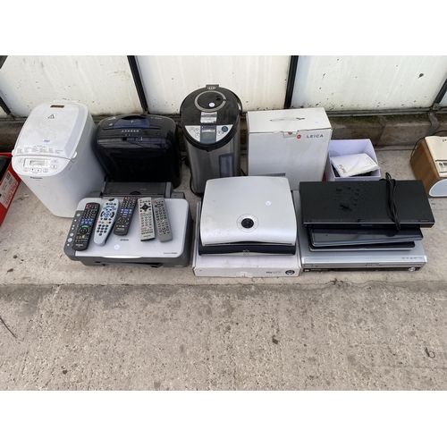 2407 - A LARGE ASSORTMENT OF ITEMS TO INCLUDE DVD PLAYERS, AN EPSON PRINTER AND A PANASONIC BREAD MAKER ETC