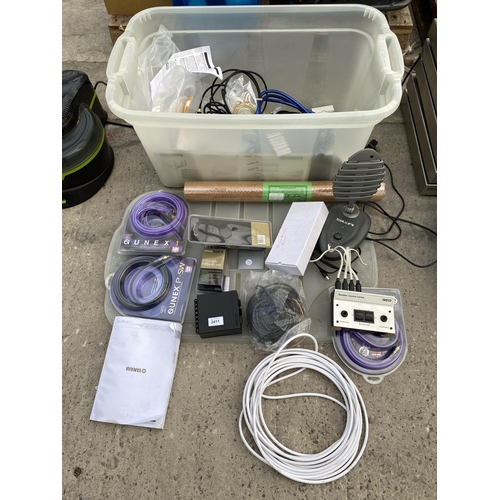 2411 - AN ASSORTMENT OF VARIOUS ELECTRICAL CABLES AND LEADS ETC