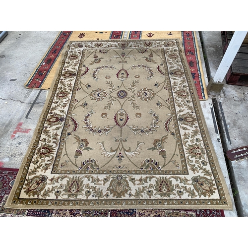 2485 - A BIEGE PATTERNED DUNELM RUG (160CM X 230CM)