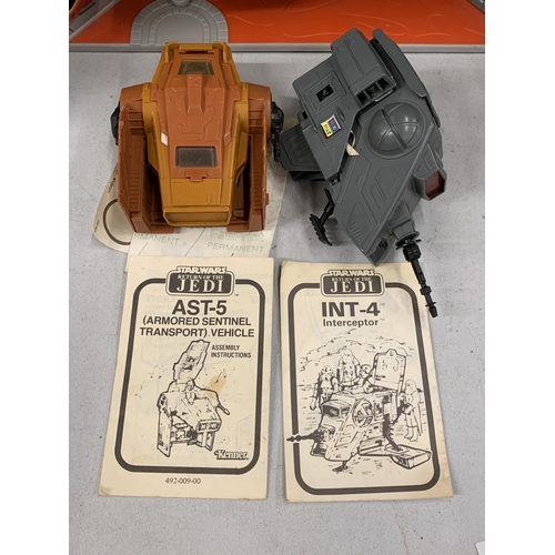 1022 - A STAR WARS RETURN OF THE JEDI AST-5 (ARMORED SENTINEL TRANSPORT) VEHICLE AND A INT-4 INTERCEPTOR BO... 