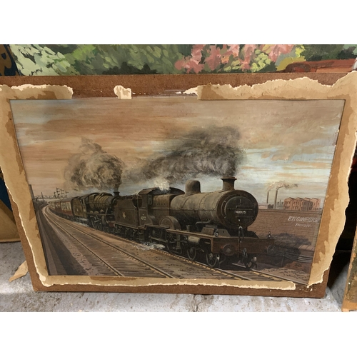 1025 - A GROUP OF UNFRAMED TRAIN PRINTS