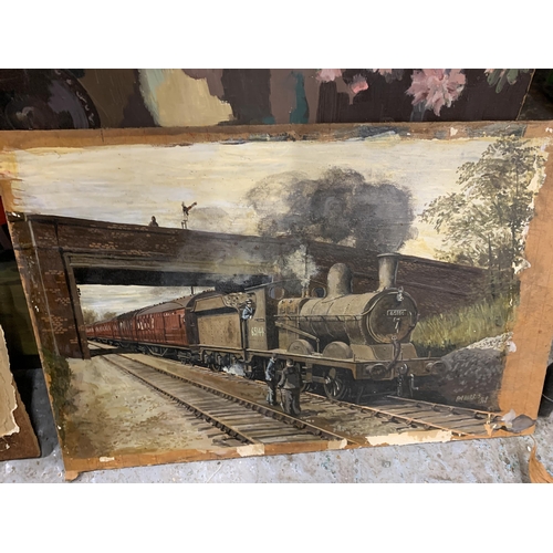 1025 - A GROUP OF UNFRAMED TRAIN PRINTS