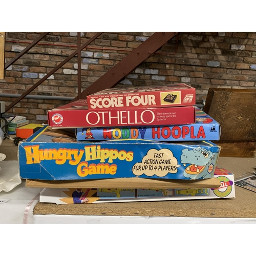 1029 - A GROUP OF BOARD GAMES, HUNGRY HIPPOS ETC