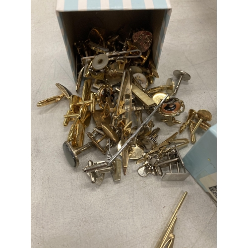 177A - A SMALL BOX OF ASSORTED CUFFLINKS AND TIE PINS