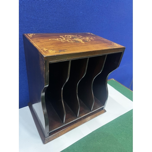 23 - A VINTAGE LETTER RACK WITH IN LAID DESIGN