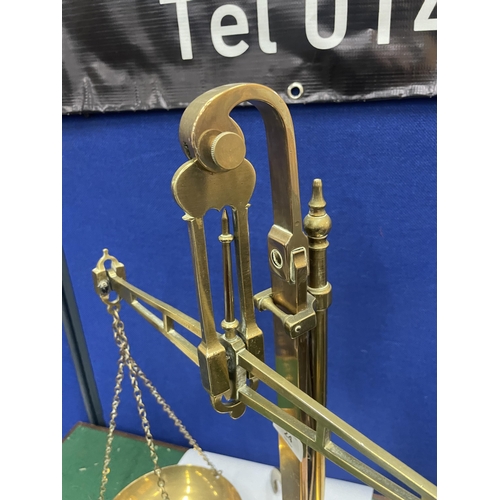 24 - A PAIR OF VINTAGE BRASS BALANCE SCALES