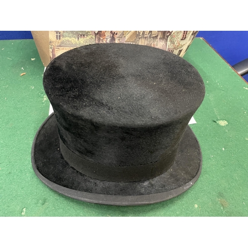 27 - A DUNN & CO LONDON BLACK SILK TOP HAT WITH A BOX