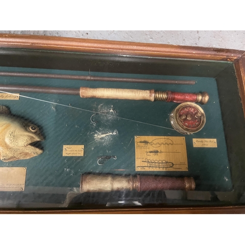 36 - A VINTAGE RAINBOW TROUT FLY FISHING  DISPLAY CASE