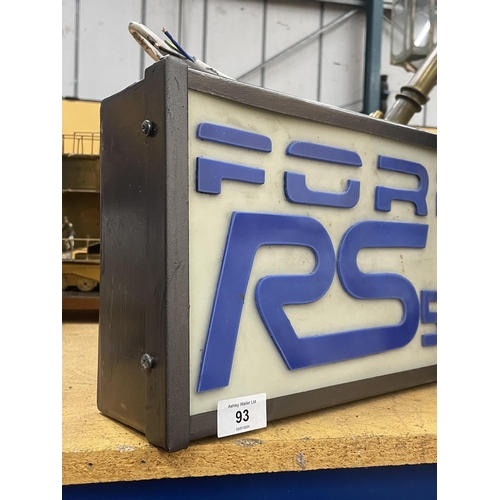 93 - A FORD RS 500 ILLUMINATED LIGHT BOX SIGN