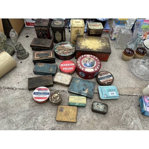 2048 - A LARGE ASSORTMENT OF VINTAGE TINS