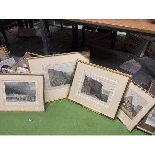 1214 - A GROUP OF FOUR VINTAGE FRAMED ENGRAVINGS OF LANDSCAPE SCENES