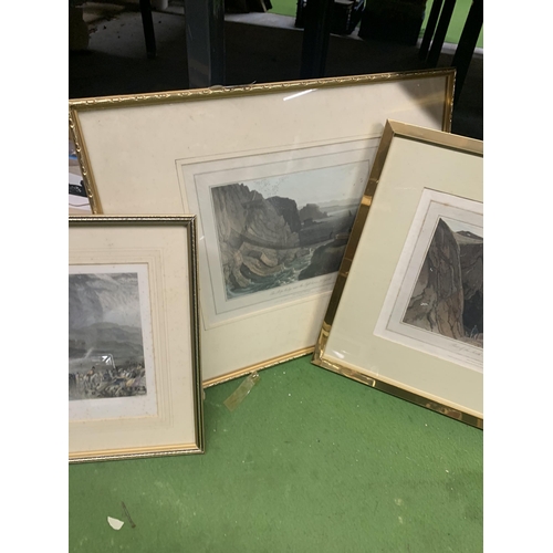 1214 - A GROUP OF FOUR VINTAGE FRAMED ENGRAVINGS OF LANDSCAPE SCENES