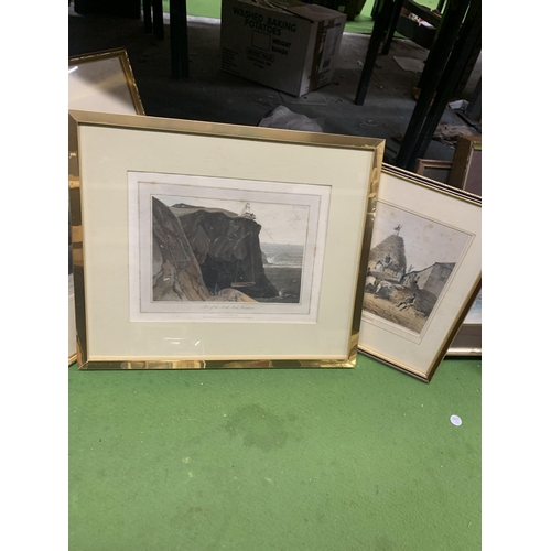 1214 - A GROUP OF FOUR VINTAGE FRAMED ENGRAVINGS OF LANDSCAPE SCENES