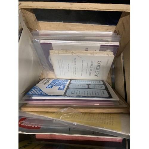 1215 - A BOX OF ASSORTED VINTAGE BOOKS AND PROGRAMMES ETC