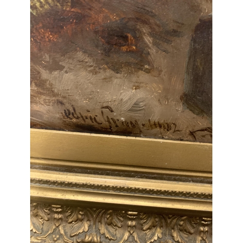 1218 - A LARGE ORNATE GILT FRAMED 19TH CENTURY OIL PAINTING OF HIGHLAND CATTLE, INDISTINCTLY SIGNED