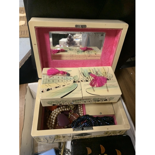 1228 - A BOX OF ASSORTED COSTUME JEWELLERY ETC