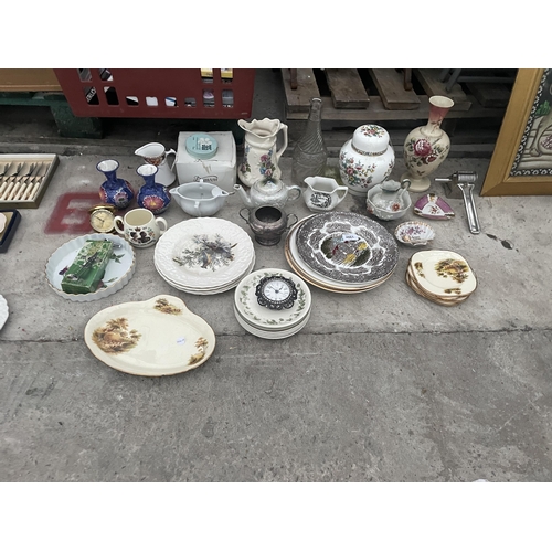 2061 - AN ASSORTMENT OF ITEMS TO INCLUDE CERAMICS, CLOCKS AND JUGS ETC