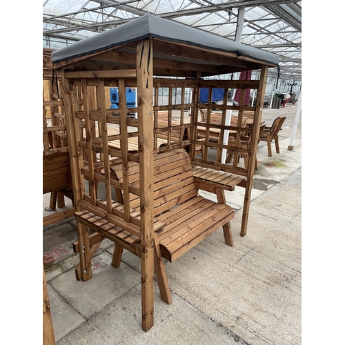 2250 - AN AS NEW EX DISPLAY CHARLES TAYLOR TWO SEATER GARDEN ARBOUR WITH CANOPY *PLEASE NOTE VAT TO BE ADDE... 