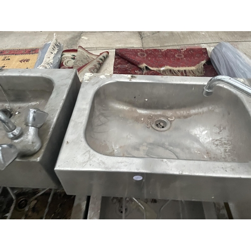 2471 - AN INDUSTRIAL STAINLESS STEEL TWO TIER SINK UNIT