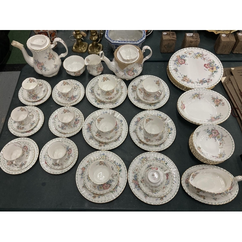 100A - A LARGE QUANTITY OF ROYAL ALBERT 'CONSTANCE' TO INCLUDE A TEAPOT AND COFFEE POT, SIX COFFEE CUPS AND... 