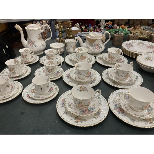 100A - A LARGE QUANTITY OF ROYAL ALBERT 'CONSTANCE' TO INCLUDE A TEAPOT AND COFFEE POT, SIX COFFEE CUPS AND... 