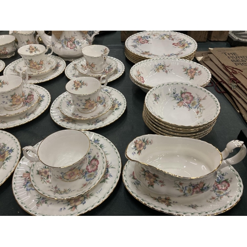 100A - A LARGE QUANTITY OF ROYAL ALBERT 'CONSTANCE' TO INCLUDE A TEAPOT AND COFFEE POT, SIX COFFEE CUPS AND... 