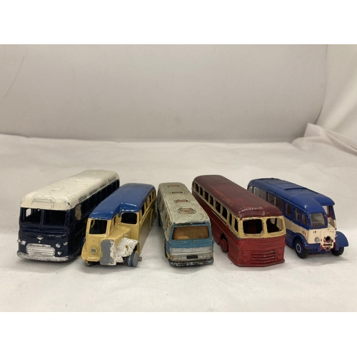 299 - A COLLECTION OF VINTAGE DIE-CAST BUSES TO INCLUDE DINKY TOYS - 5 IN TOTAL