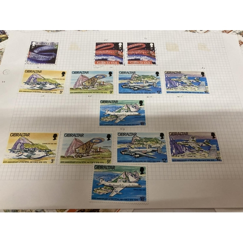 380 - TEN PLUS SHEETS CONTAINING STAMPS FROM GIBRALTA