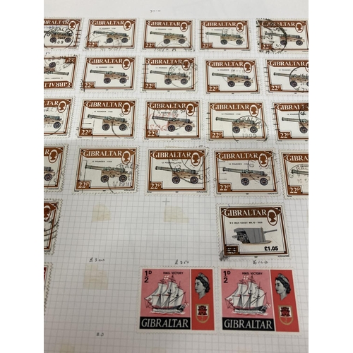 380 - TEN PLUS SHEETS CONTAINING STAMPS FROM GIBRALTA