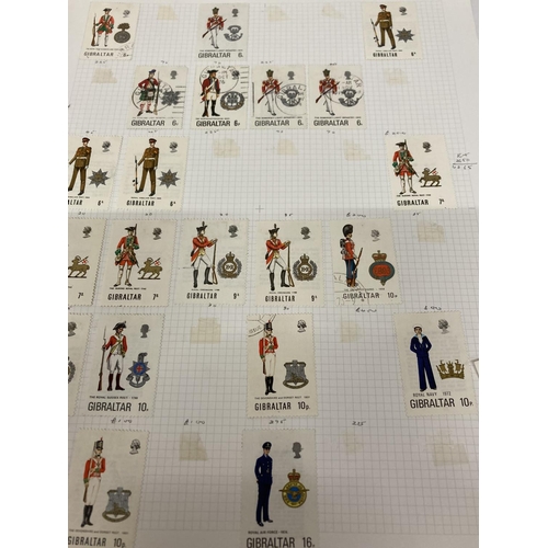 380 - TEN PLUS SHEETS CONTAINING STAMPS FROM GIBRALTA