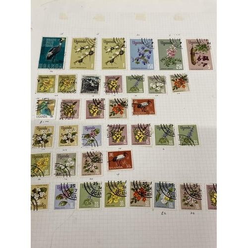 383 - TEN PLUS SHEETS CONTAINING STAMPS FROM UGANDA