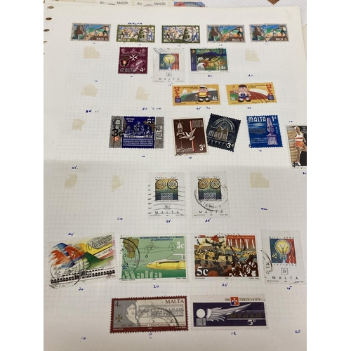 384 - TEN PLUS SHEETS CONTAINING STAMPS FROM MALTA