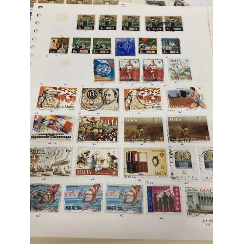 384 - TEN PLUS SHEETS CONTAINING STAMPS FROM MALTA