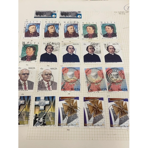 384 - TEN PLUS SHEETS CONTAINING STAMPS FROM MALTA