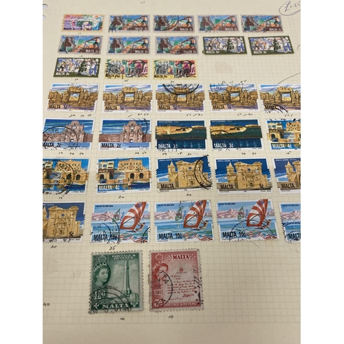 384 - TEN PLUS SHEETS CONTAINING STAMPS FROM MALTA