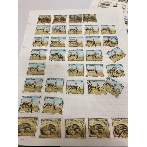 386 - TEN PLUS SHEETS CONTAINING STAMPS FROM BOTSWANA