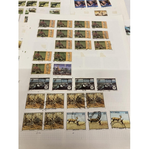 390 - TEN PLUS SHEETS CONTAINING STAMPS FROM BOTSWANA