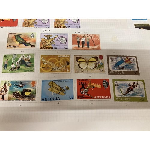 396 - TEN SHEETS CONTAINING STAMPS FROM ANTIGUA