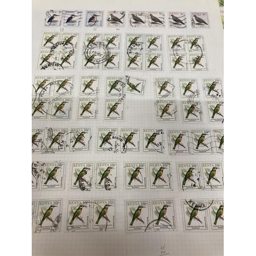 397 - TEN PLUS SHEETS CONTAINING STAMPS FROM KENYA