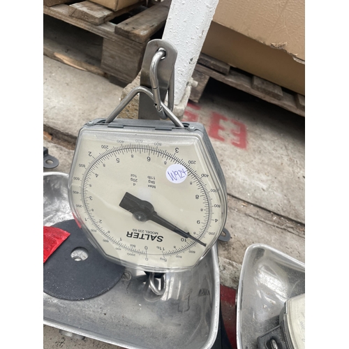 2479A - A PAIR OF SALTER HANGING WEIGH SCALES WITH HANGING BRACKETS