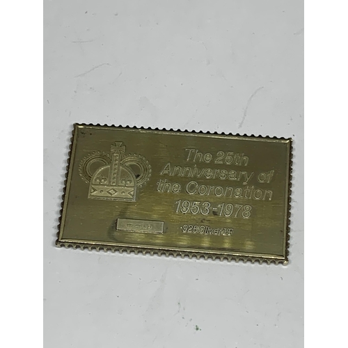 320 - A SILVER GILT 4P STAMP INGOT