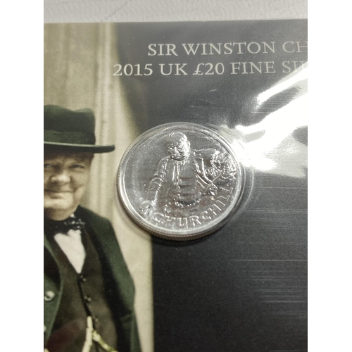 408 - THE ROYAL MINT SIR WINSTON CHURCHILL 2015 UK £20 FINE SILVER COIN