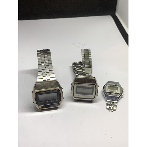 557 - THREE VINTAGE DIGITAL WATCHES TO INCLUDE A NELSONIC, PULSAR AND A JASA