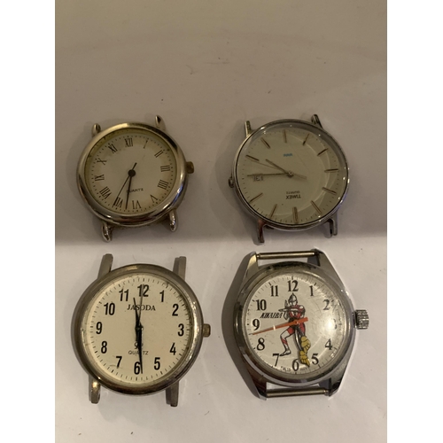 563 - FOUR VINTAGE QUARTZ WATCH HEADS TO INCLUDE A TIMEX, JASODA, ETC