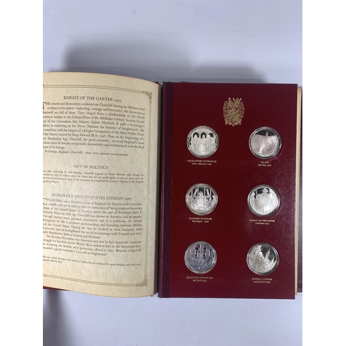 426 - A STERLING SILVER PROOF WINSTON CHURCHILL TWENTY FOUR MEDAL SET, JOHN PINCHE WITH CERTIFICATE OF AUT... 