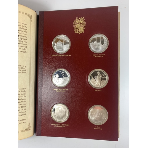 426 - A STERLING SILVER PROOF WINSTON CHURCHILL TWENTY FOUR MEDAL SET, JOHN PINCHE WITH CERTIFICATE OF AUT... 